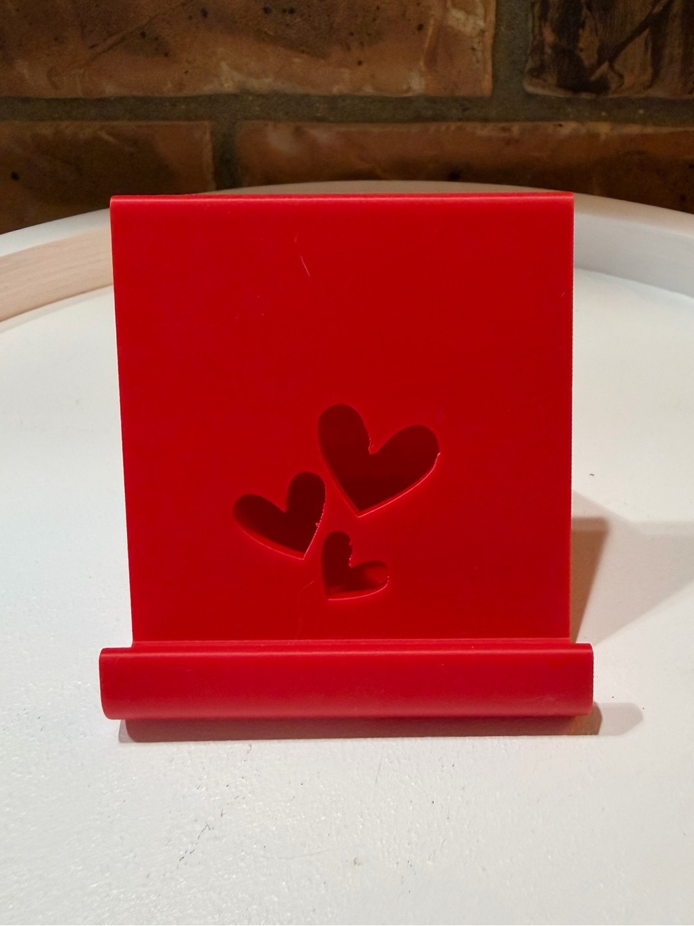 Hand Crafted 3D Printed Red Phone Stand with Heart Cutouts NWOT